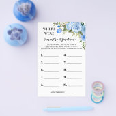 Blauwe Floral waar ze de Kaart Baby shower (Enkel)