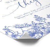 Blauwe Floral waar ze Vrijgezellenfeest spelen Poster (Hoek)