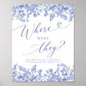 Blauwe Floral waar ze Vrijgezellenfeest spelen Poster (Voorkant)