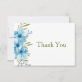Blauwe Floral Water Kleur Bedankkaart (Voorkant)