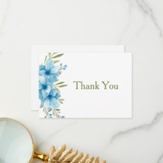 Blauwe Floral Water Kleur Bedankkaart