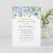 Blauwe Floral Waterverf Bridal Shower Kaart (Staand voorkant)