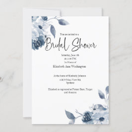 Blauwe Floral Waterverf Bridal Shower Kaart