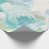 Blauwe Floral Waterverf bruiloft Cadeaupapier (Hoek)