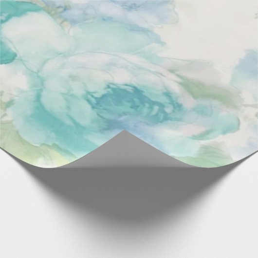 Blauwe Floral Waterverf bruiloft Cadeaupapier (Hoek)