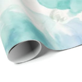 Blauwe Floral Waterverf bruiloft Cadeaupapier (Rol Hoek)