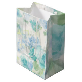Blauwe Floral Waterverf bruiloft Medium Cadeauzakje