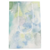 Blauwe Floral Waterverf bruiloft Medium Cadeauzakje (Achterkant)