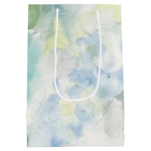 Blauwe Floral Waterverf bruiloft Medium Cadeauzakje (Achterkant)