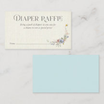 Blauwe Floral Waterverf Burlap Diaper Raffle Invoe