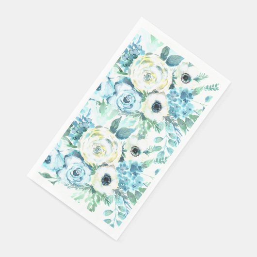 Blauwe Floral Waterverf Elegant Guest Towels Servet (Hoek)