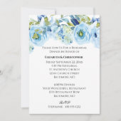 Blauwe Floral Waterverf Elegant Wedding Rehearsal Kaart (Voorkant)