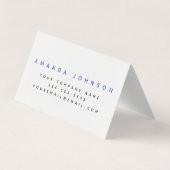 Blauwe Floral Waterverf Gevouwen Visitekaartje (Achterkant)