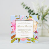 Blauwe Floral Waterverf met Stippen Bridal Brunch Kaart (Staand voorkant)