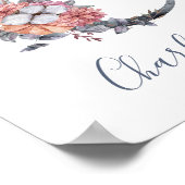 Blauwe Floral Waterverf Monogram C Achternaam Post Poster (Hoek)