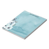 Blauwe Floral Waterverf om het Notitieblok van een (Linkerzijde)