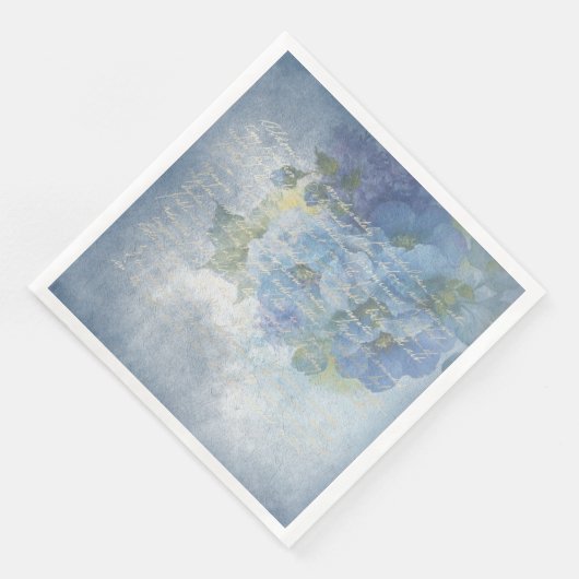 Blauwe Floral Waterverf Poppies-ontkoppeling Servet (Hoek)