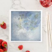 Blauwe Floral Waterverf Poppies-ontkoppeling Servet (Insitu)