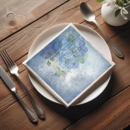 Blauwe Floral Waterverf Poppies-ontkoppeling Servet