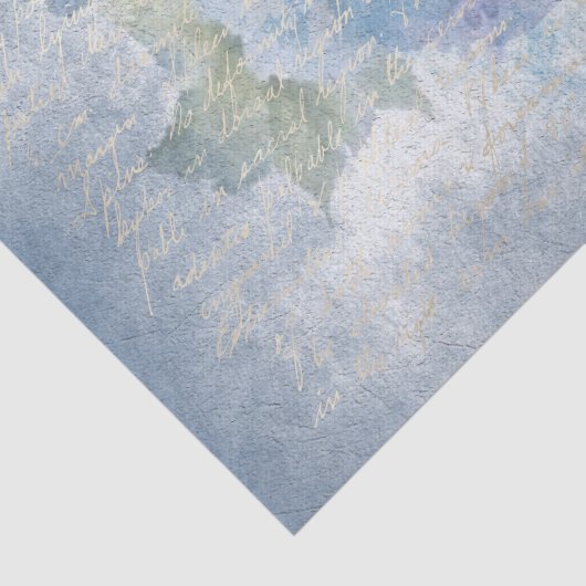 Blauwe Floral Waterverf Poppies-ontkoppeling Tissuepapier (Detail)