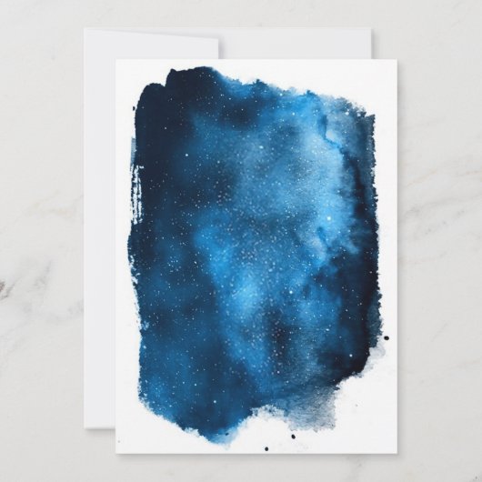 Blauwe Floral Waterverf Vloerbruiloft Uitnodiginge Kaart (Achterkant)