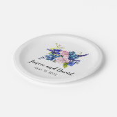 Blauwe Floral Weddenschap Borden Tuingbloemen Papieren Bordje (Gekanteld)