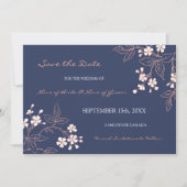  blauwe Floral Wedding Save the Date (Voorkant)