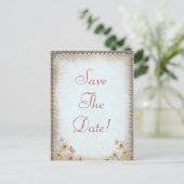  blauwe Floral Wedding Save the Date Aankondigingskaart (Staand voorkant)