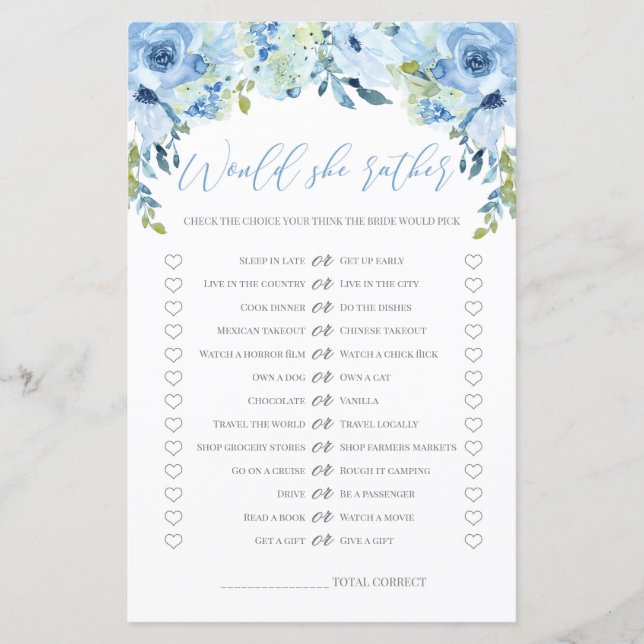 Blauwe floral zou ze liever een brudla-doudespel h (Voorkant)