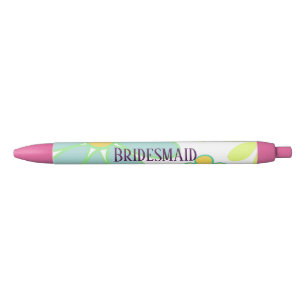Blauwe Floral Zwarte Inkt Pen