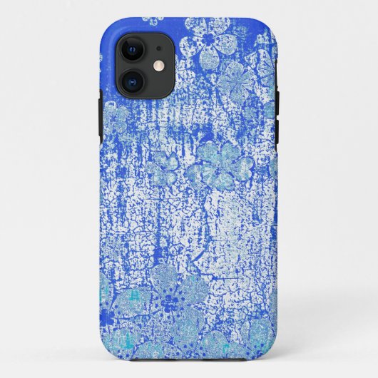 blauwe florale achtergrond Case-Mate iPhone case (Achterkant)