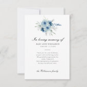 blauwe florale begrafenis bedankt briefje (Voorkant)