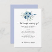 blauwe florale begrafenis bedankt briefje (Voorkant / Achterkant)