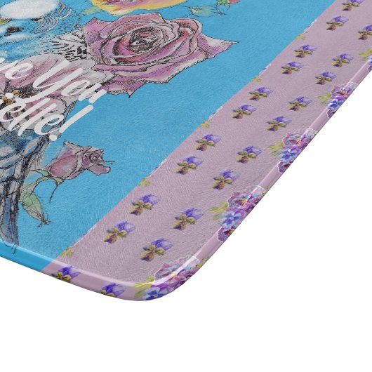 Blauwe florale bloemen Glass Choping Board Snijplank (Hoek)