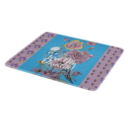 Blauwe florale bloemen Glass Choping Board Snijplank (Hoek)