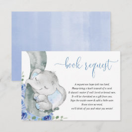 Blauwe florale boeken van de olifant voor een baby informatiekaartje