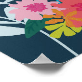 Blauwe florale botanische bloemen  kunst poster (Hoek)