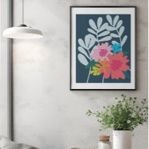 Blauwe florale botanische bloemen  kunst