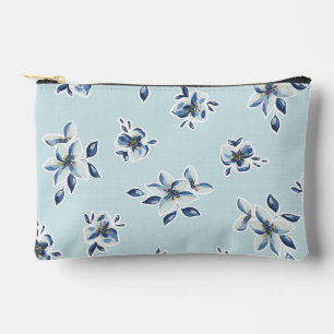 Blauwe florale cosmetische zak etui