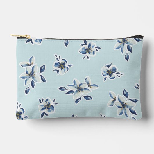 Blauwe florale cosmetische zak etui (Voorkant)