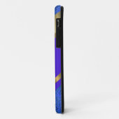 Blauwe florale damast & gouden lint Case-Mate iPhone case (Achterkant/links)