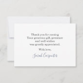 Blauwe florale dank je kaart, floral notitiekaartje (Achterkant)