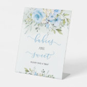 Blauwe florale eucalyptus baby’ s zijn zoet reclamebord met voetstuk (Voorkant)