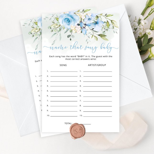 Blauwe florale eucalyptus, naam van de baby game (Creator heeft geüpload)