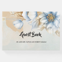 blauwe florale gastenboek