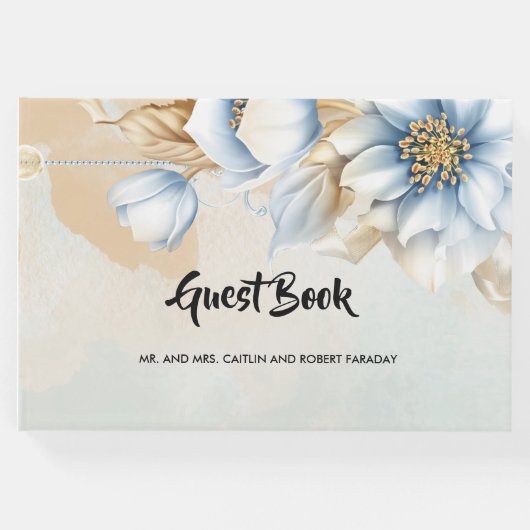  blauwe florale gastenboek (Voorkant)