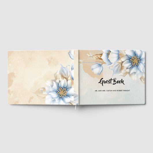  blauwe florale gastenboek (Volledig)