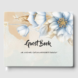 blauwe florale gastenboek