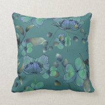 Blauwe florale groene waterverf abstract