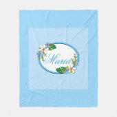 Blauwe florale lijst ronde kinder lente schattige  fleece deken (Voorkant)